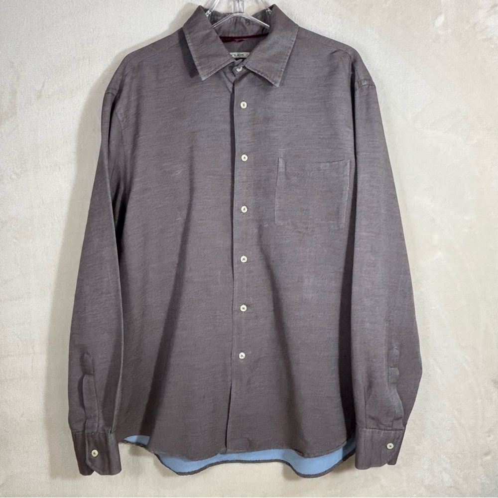 Thomas Mason 100% Luxury Cotton Men's Long-Sleeve Button-Down Shirt Size L